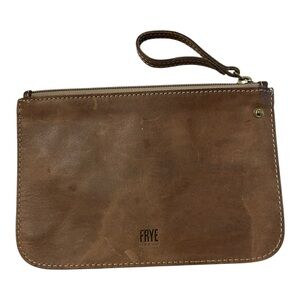 Frye Brown Leather Wristlet 8.25” X 6” purse wallet